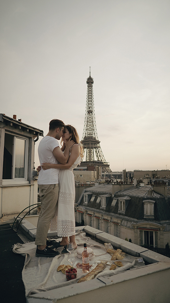 elopement wedding on a rooftop in paris