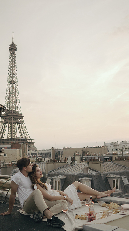 elopement wedding on a rooftop in paris